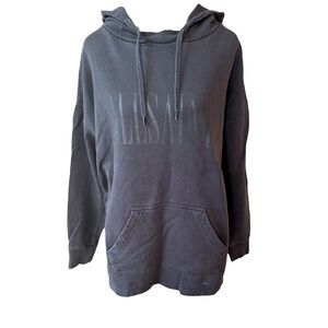 All Saints Washed Black Large Logo Hoodie Size Small